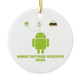 Hungry Software Developer Inside (Bug Droid) Christmas Tree Ornament