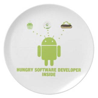 Hungry Software Developer Inside (Bug Droid) Dinner Plates