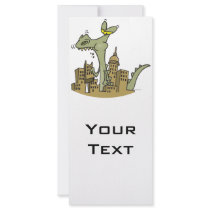 hungry zilla lizard monster cartoon custom rack card