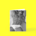 Hunk In Bed Notecard