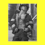Hunky Firefighter Postcard - HOT postcards