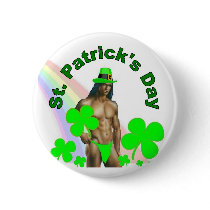 Hunky Leprechaun Button