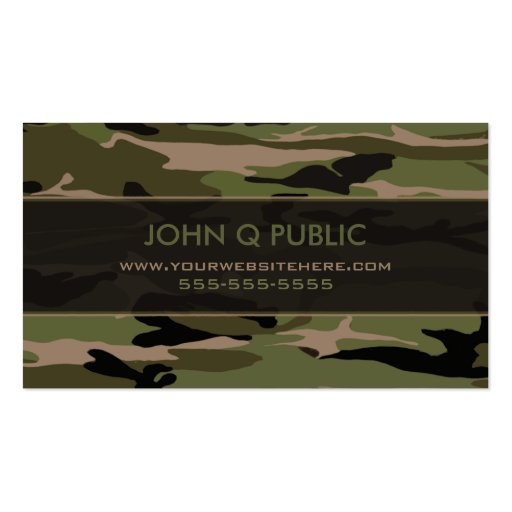Hunter Green Camo Pattern Business Cards (front side)