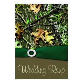 Hunter Green Hunting Camo Wedding RSVP Cards