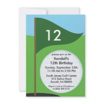 Hunter Green Let's Bogie Mini Golf Birthday Party Custom Invites