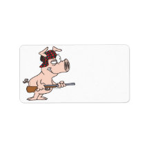 hunter hunting pig cartoon custom address labels