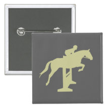 Hunter Jumper Horse & Rider (sage green) Gifts Button