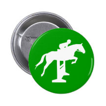 Hunter Jumper Horse & Rider (white) Pinback Button