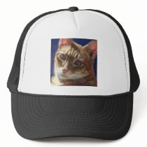 Hunter Orange Tabby Ginger cat painting art Trucker Hats