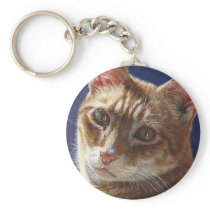 Hunter Orange Tabby Ginger cat painting art Keychains