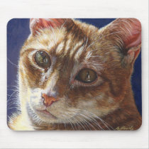 Hunter Orange Tabby Ginger cat painting art Mousepad