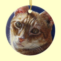 Hunter Orange Tabby Ginger cat painting art ornaments