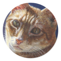 Hunter Orange Tabby Ginger cat painting art Stickers