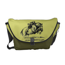 Hunter Over Fences Jumping Horse rickshaw messenger bags