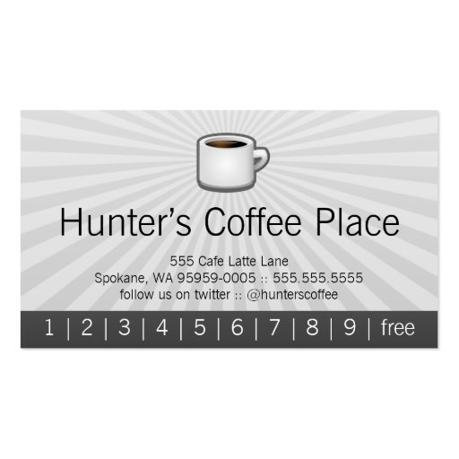 Hunter's Coffee Drink Punch / Loyalty Card Business Card Templates (front side)