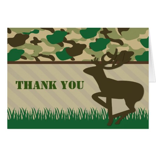 Hunting Camo Deer Thank You Note Cards | Zazzle