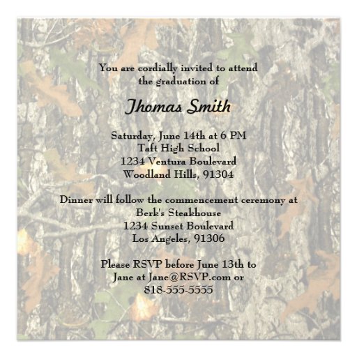 Hunting Camo Graduation Party Invitation