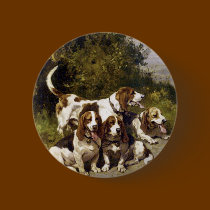 Hunting Dogs - Vintage Dog Art by de Penne buttons