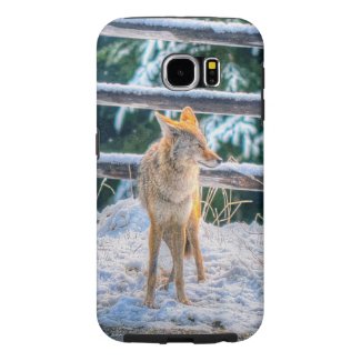 Hunting Female Coyote and Snow Wildlife Photo Art Samsung Galaxy S6 Cases