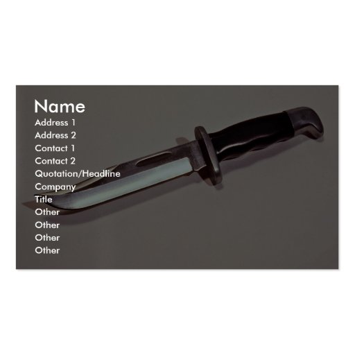 Hunting knife business card (front side)