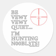 Hunting n00bl3ts round sticker