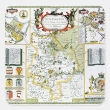 Huntington, engraved by Jodocus Hondius Sticker