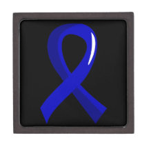 Huntington's Disease Blue Ribbon 3 Premium Jewelry Box