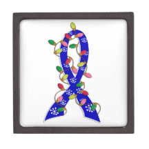 Huntington's Disease Christmas Lights Ribbon Premium Trinket Boxes