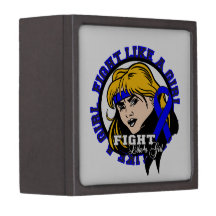 Huntington's Disease Fight Like A Girl Attitude Premium Keepsake Boxes