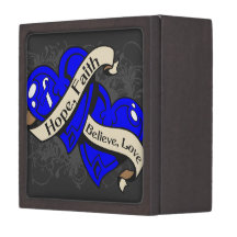 Huntington's Disease Hope Faith Dual Hearts Premium Trinket Boxes