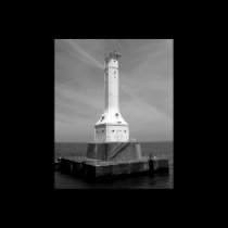Huron lighthouse black and white print