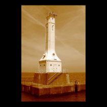 Huron lighthouse sepia print