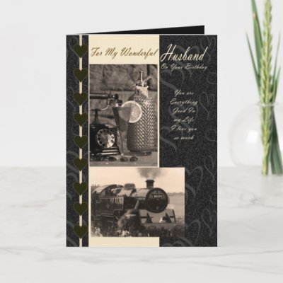 Husband, Birthday Husband steam train Greeting Cards by