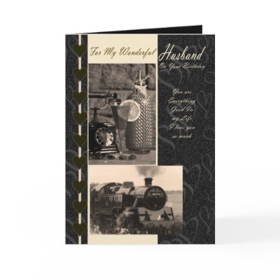 Husband, Birthday Husband steam train Greeting Cards by