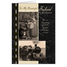Husband, Birthday Husband steam train Greeting Cards