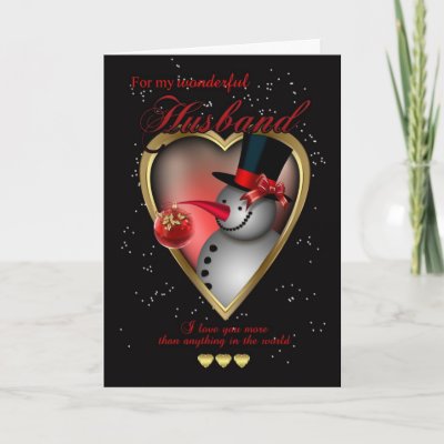 Husband Christmas Card - Snowman In Heart