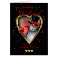 Husband Christmas Card - Snowman In Heart