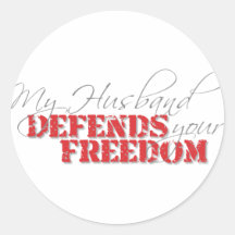 Husband Defends Freedom Round Stickers