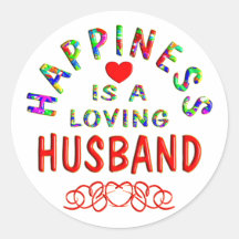 Husband Happiness Round Stickers
