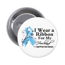 Husband Prostate Cancer Ribbon Button