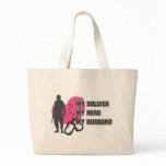 Husband Soldier Pink Heart Canvas Bag