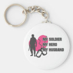 Husband Soldier Pink Heart Key Chains