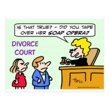 Husband toped over wife's soap opera. post card