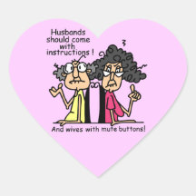 Husbands and Wives Attitude Humor Heart Sticker