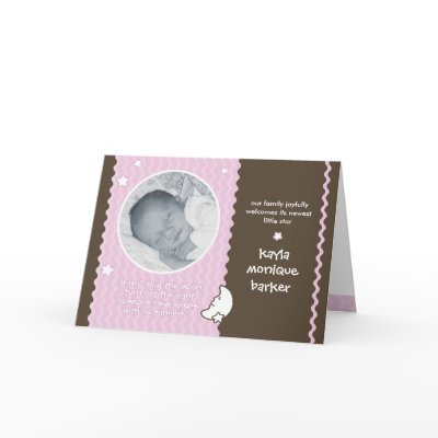 Hush Said the Moon Birth Announcement - Pink Greeting Card by cutietoots