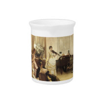 "Hush" Young Victorian Lady Playing Violin Drink Pitcher