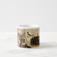 "Hush" Young Victorian Lady Playing Violin Espresso Cups