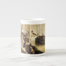 "Hush" Young Victorian Lady Playing Violin Porcelain Mugs