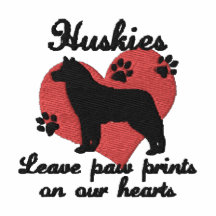 Huskies Leave Paw Prints Embroidered Shirt