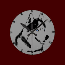 Husky Clock Gifts Decor Sled Dog Wall Clock wall clocks